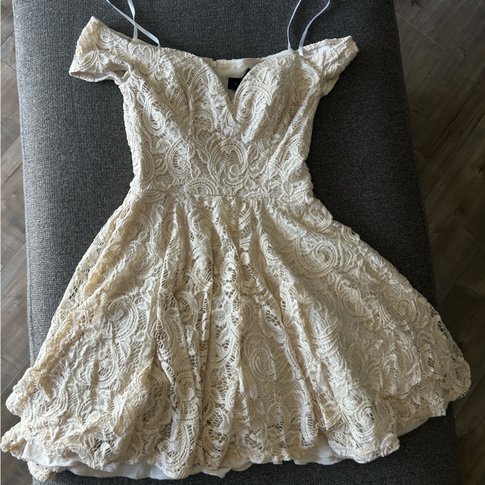 B. Smart Cream Lace Dress